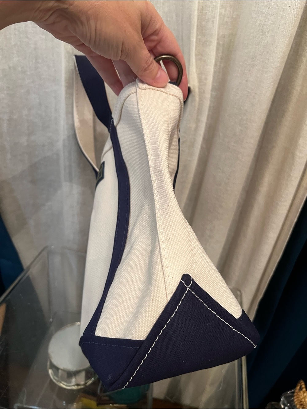 L.L. Bean 80th Anniversary 1944 Boat & Tote Navy Zipper Top Closure Inner Pocket - Picture 5 of 10